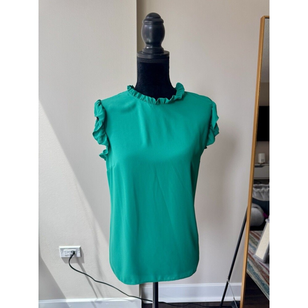 Express Green Ruffle Sleeveless High Neck Tank Size Large